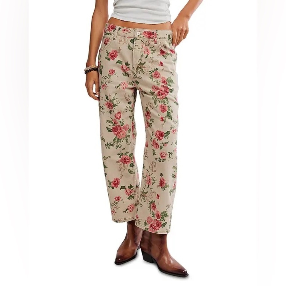 Free People Deep Trance Floral Boyfriend Jeans Size 29 Rare Print